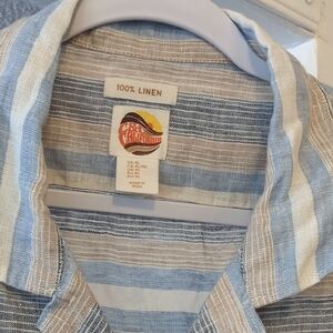 ‼️C & C California 100% Linen Short Sleeve Striped  Camp Shirt Mens XL